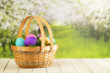 Easter eggs in a basket 