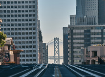 view of the bay bridge and downtown San Francisco 