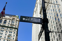 Wall St sign in NYC