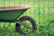 wheelbarrow in a garden 