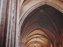 Arches in a church cathedral in Europe