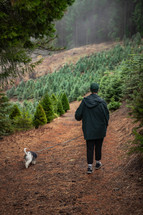 picking out a Christmas tree at a Christmas tree farm 