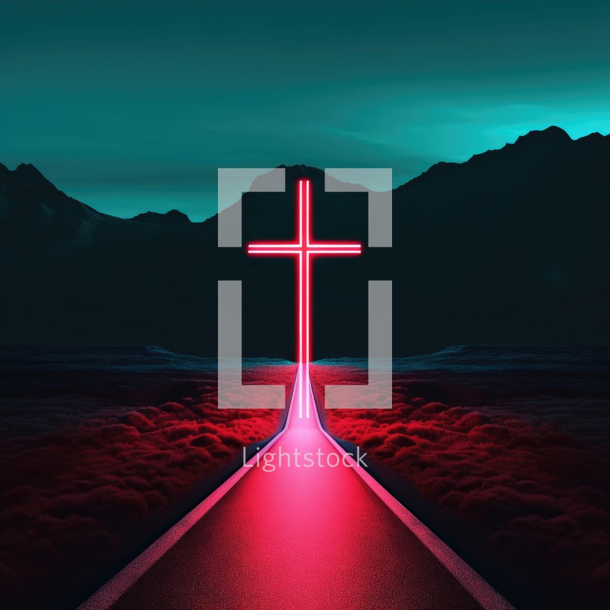 Cross on the road. Conceptual image.