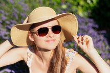 young woman in a sunhat 