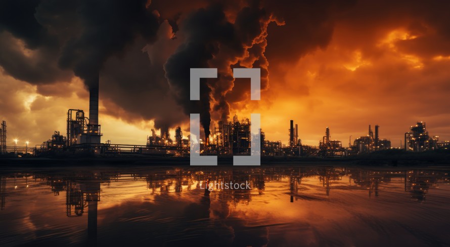 Oil and gas industry. Pollution concept
