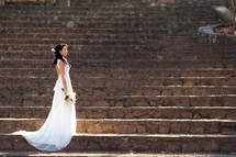 a bridal portrait on stairs 