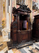 Old wooden confessional