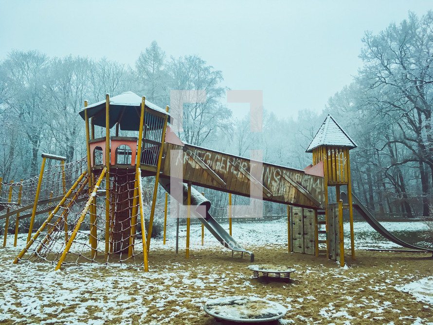 snow on a playground 