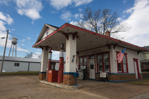 Small town vintage gas station