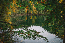Autumn reflections and forest by the lake