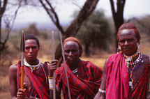 Masai warriors with spears 