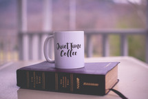 quiet time coffee mug and Bible 