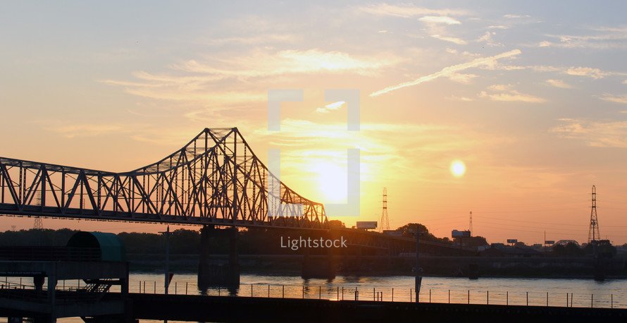bridge over the Mississippi River at Sunrise