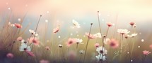 Summer meadow with daisies. Floral abstract background.