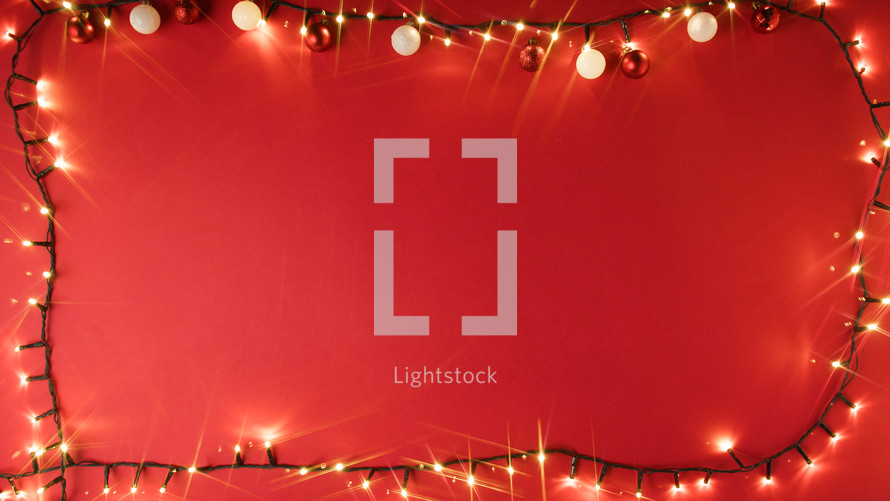 Frame of flashing lights for Christmas with copy space