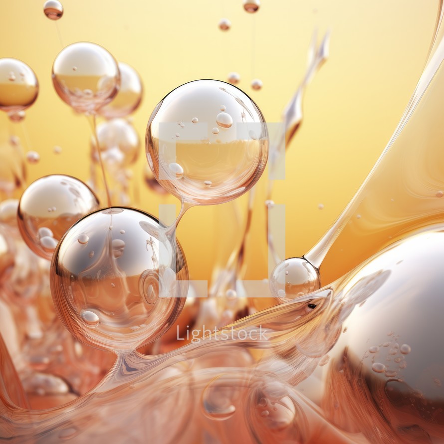 Abstract background with water drops and bubbles.