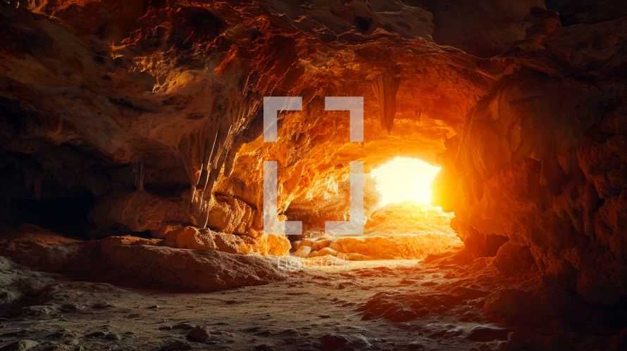 Resurrection. The Empty Tomb in the sunlight.