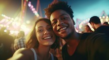 Portrait of a smiling couple taking a selfie 