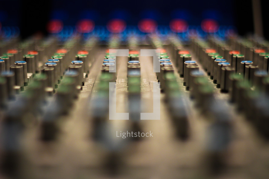 control knobs on a soundboard 
