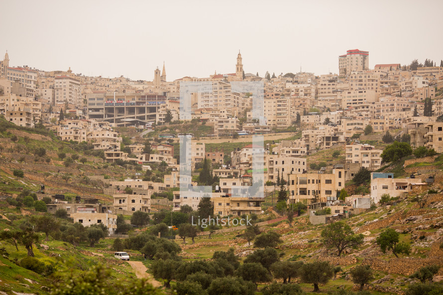 Bethlehem - buildings on a hillside in Israel 