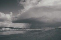 rain clouds over a beach 