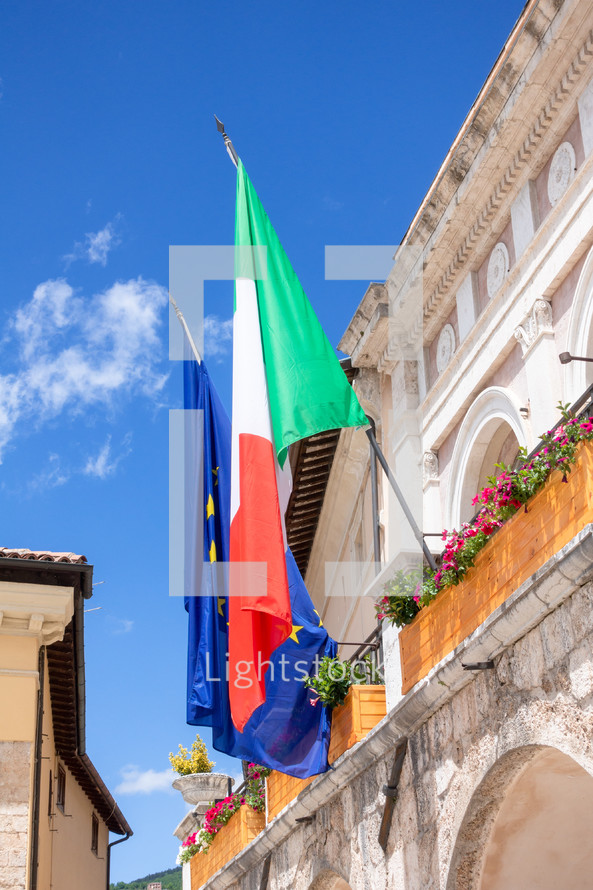 European and Italian flags 