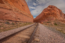 train track through a canyon 