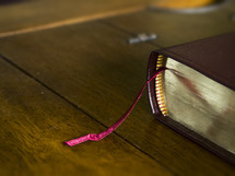 a Bible with a bookmark 