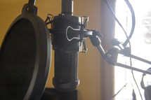 a microphone in a studio 