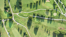 aerial view over golf course 