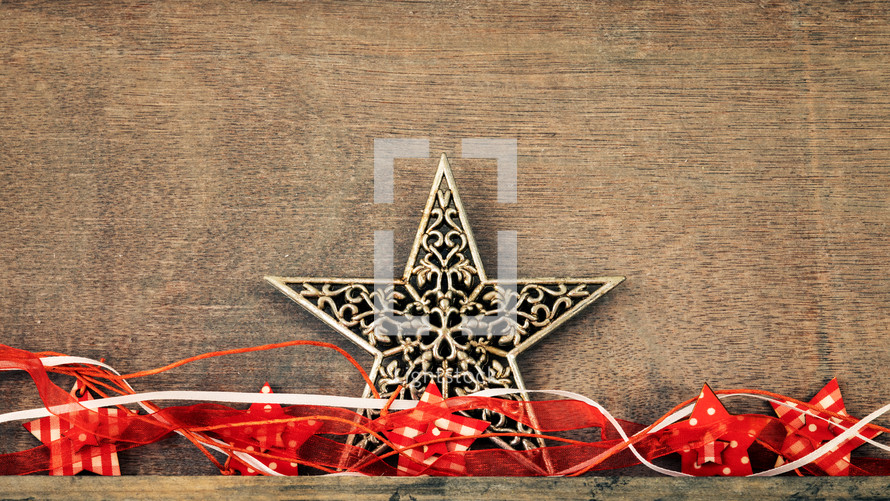 Christmas star and ribbon 