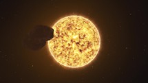 Meteor approaching the surface of the Sun. 3D animation.	