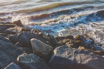 ocean waves crashing on rocks for sermon series background