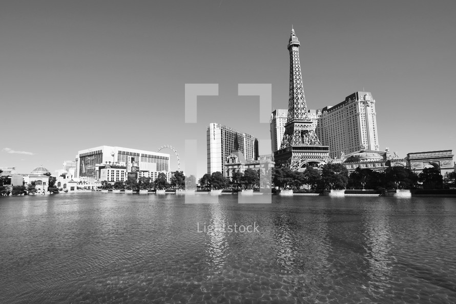 Las Vegas skyline in black and white 