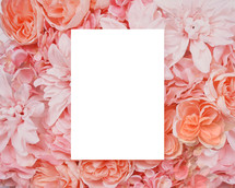 blank paper on pink flowers 