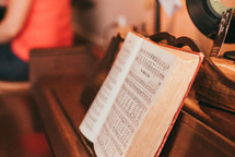Hymnal on an old piano 