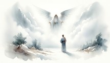 An Angel appears to Joseph. Life of Christ. Watercolor Biblical Illustration