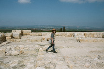 a woman walking on in megiddo also known as  armageddon