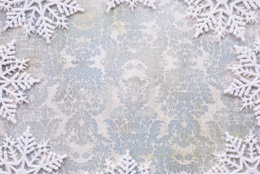 snowflake border on patterned paper 