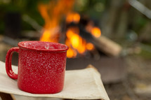 coffee mug and campfire 