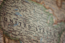 a close-up of a map of the united states