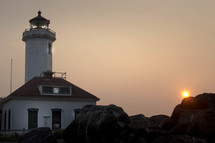 lighthouse at sunset 