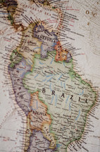 A map of Brazil and South America