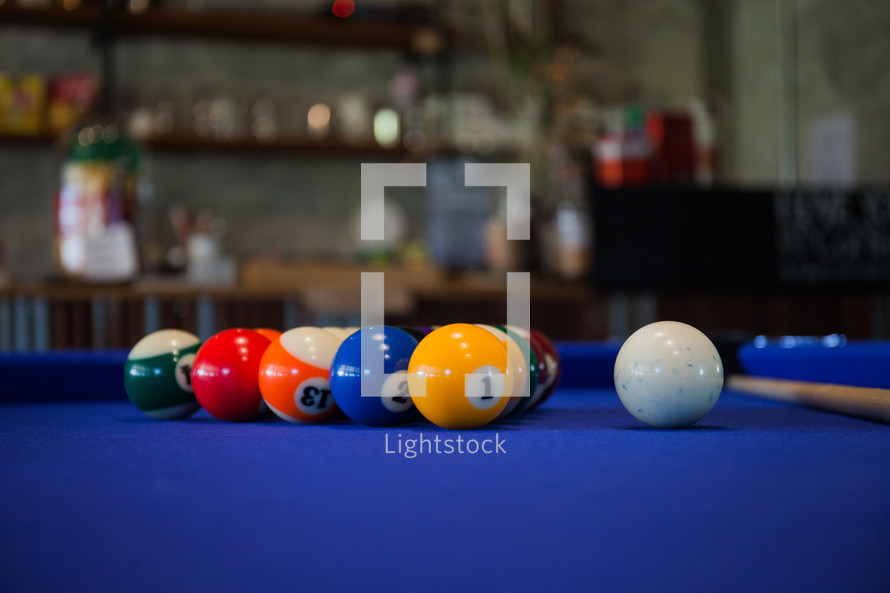 pool balls on a pool table 