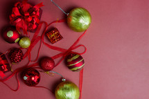 Christmas ornaments in red and gold 
