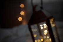 Christmas lights in a lantern 