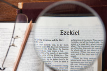 magnifying glass over Ezekiel 