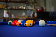 pool balls on a pool table 