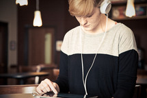 Teen listening to music.
