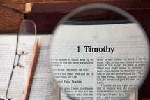 magnifying glass over 1 Timothy 